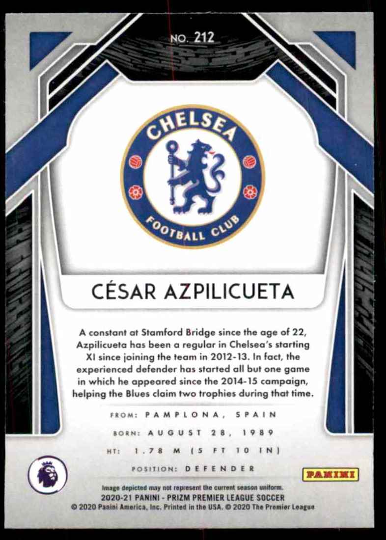 2020 Panini Prizm English Premier League Cesar Azpilicueta #212 card back image