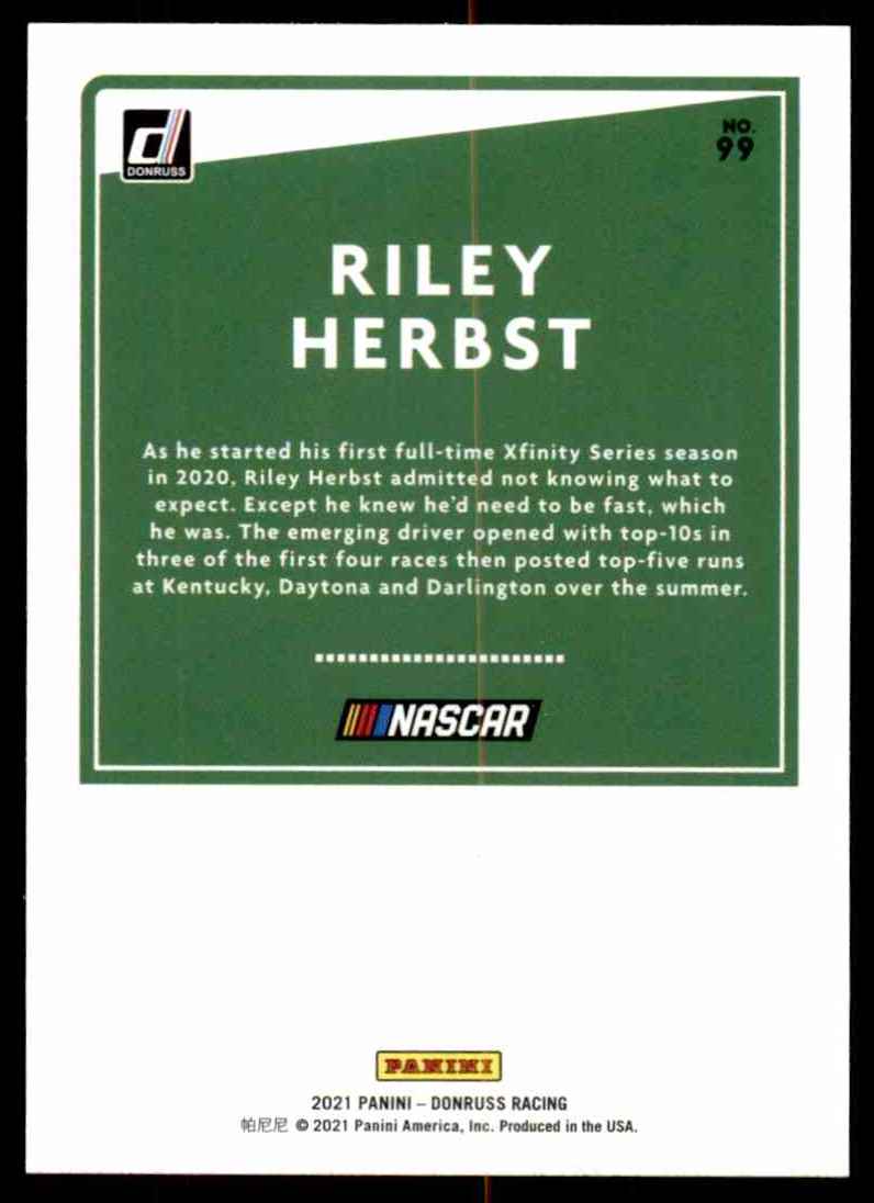 2021 Donruss Riley Herbst #99 card back image
