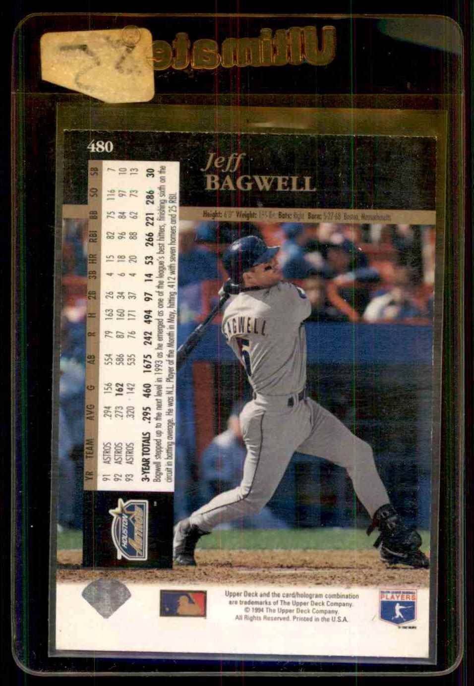 1994 Upper Deck Electric Diamond Jeff Bagwell #480 card back image
