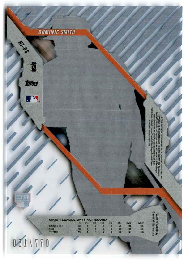 2018 Topps High Tek Blue Dominic Smith #HT-DS card back image