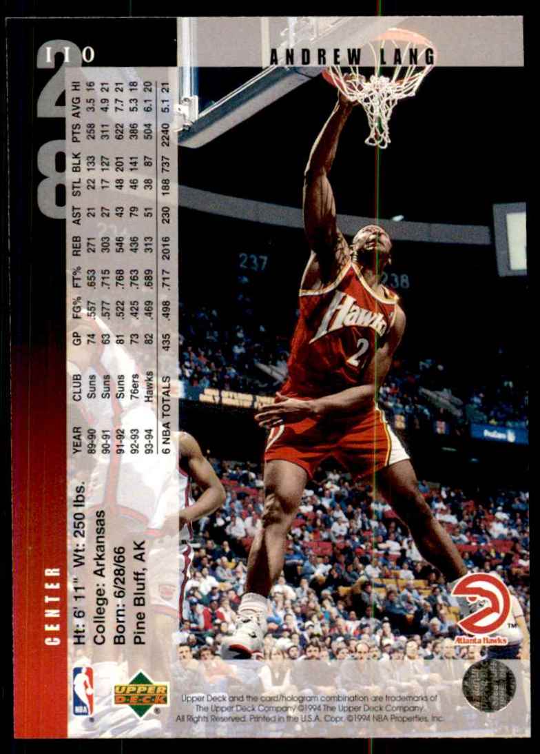 1994-95 Upper Deck Andrew Lang #110 card back image