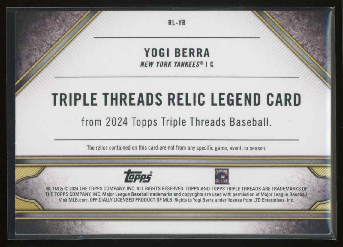 2024 Topps Triple Threads Legends Emerald Yogi Berra card back image