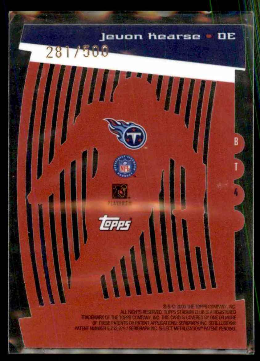 2000 Stadium Club Beam Team Jevon Kearse #BT4 card back image