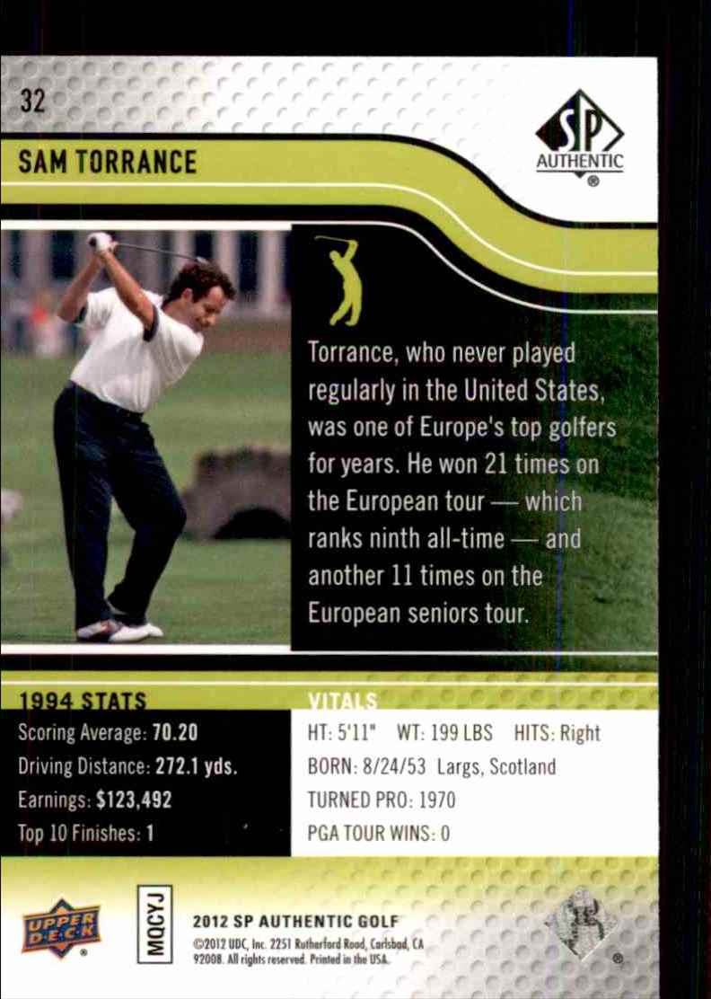 2012 SP Authentic Sam Torrance #32 card back image