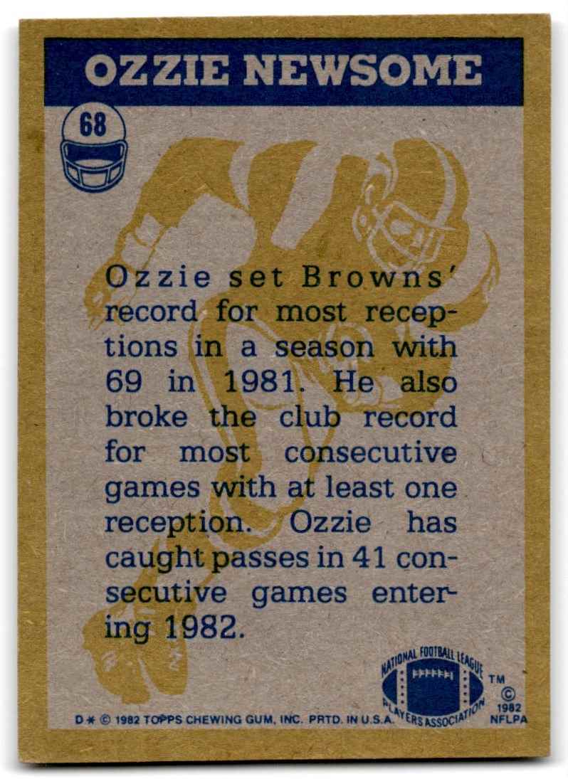 1982 Topps In Action Mike Pruitt/Clarence Scott/Ozzie Newsome/Lyle Alzado #55 card back image