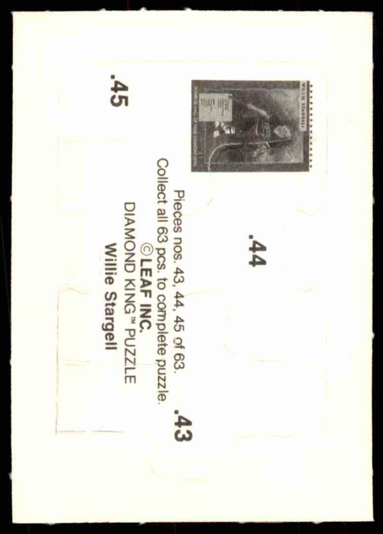 1991 Donruss Willie Stargell Puzzle Stargell Puzzle 43-45 #43 card back image