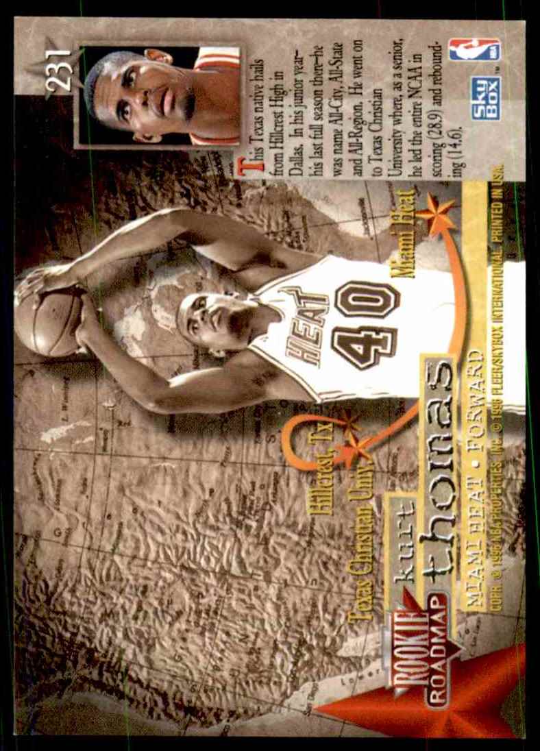 1995-96 Skybox Premium Kurt Thomas RC #231 card back image