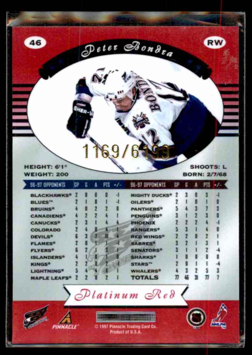 1997-98 Totally Certified Platinum Red Peter Bondra #46 card back image