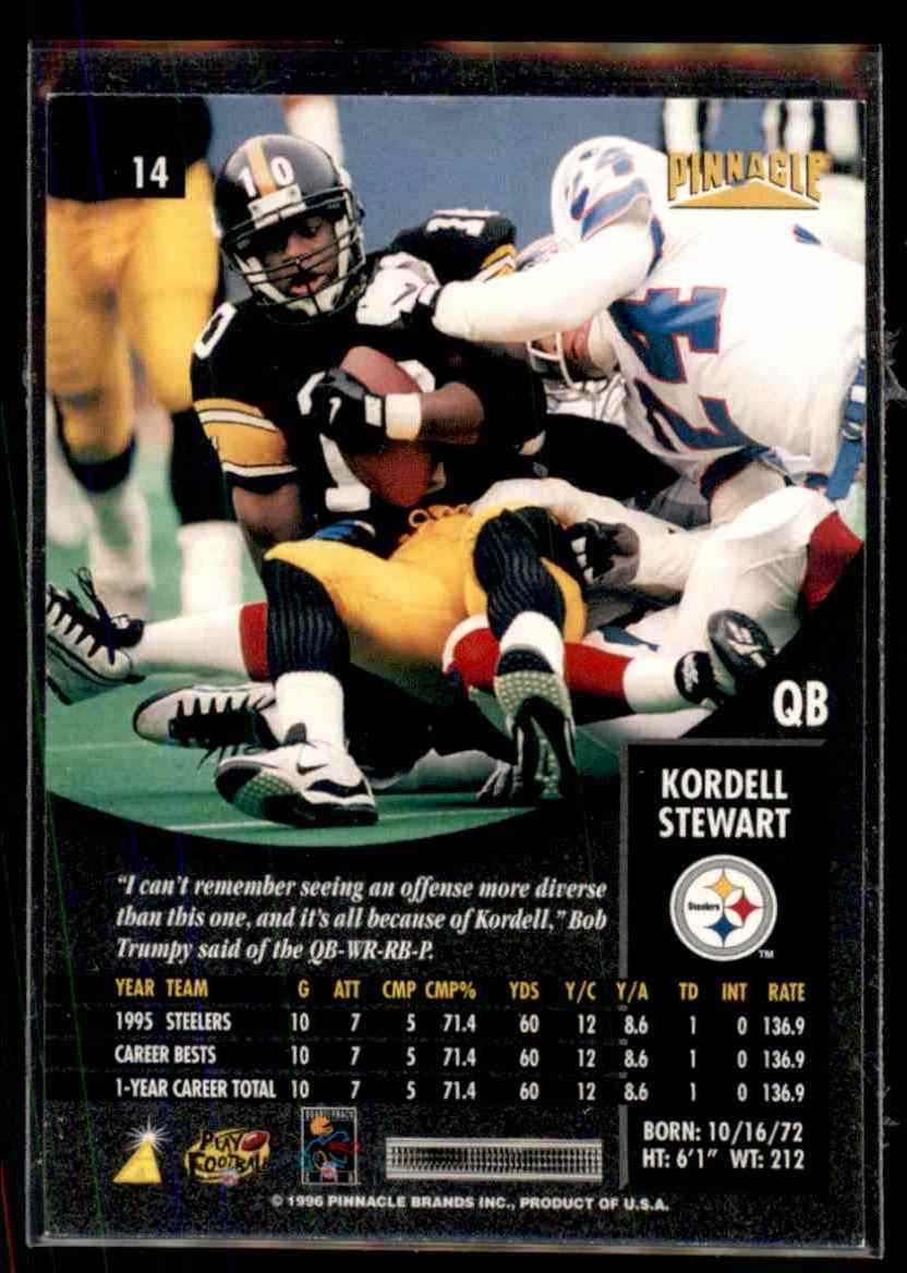 1996 Pinnacle Kordell Stewart #14 card back image