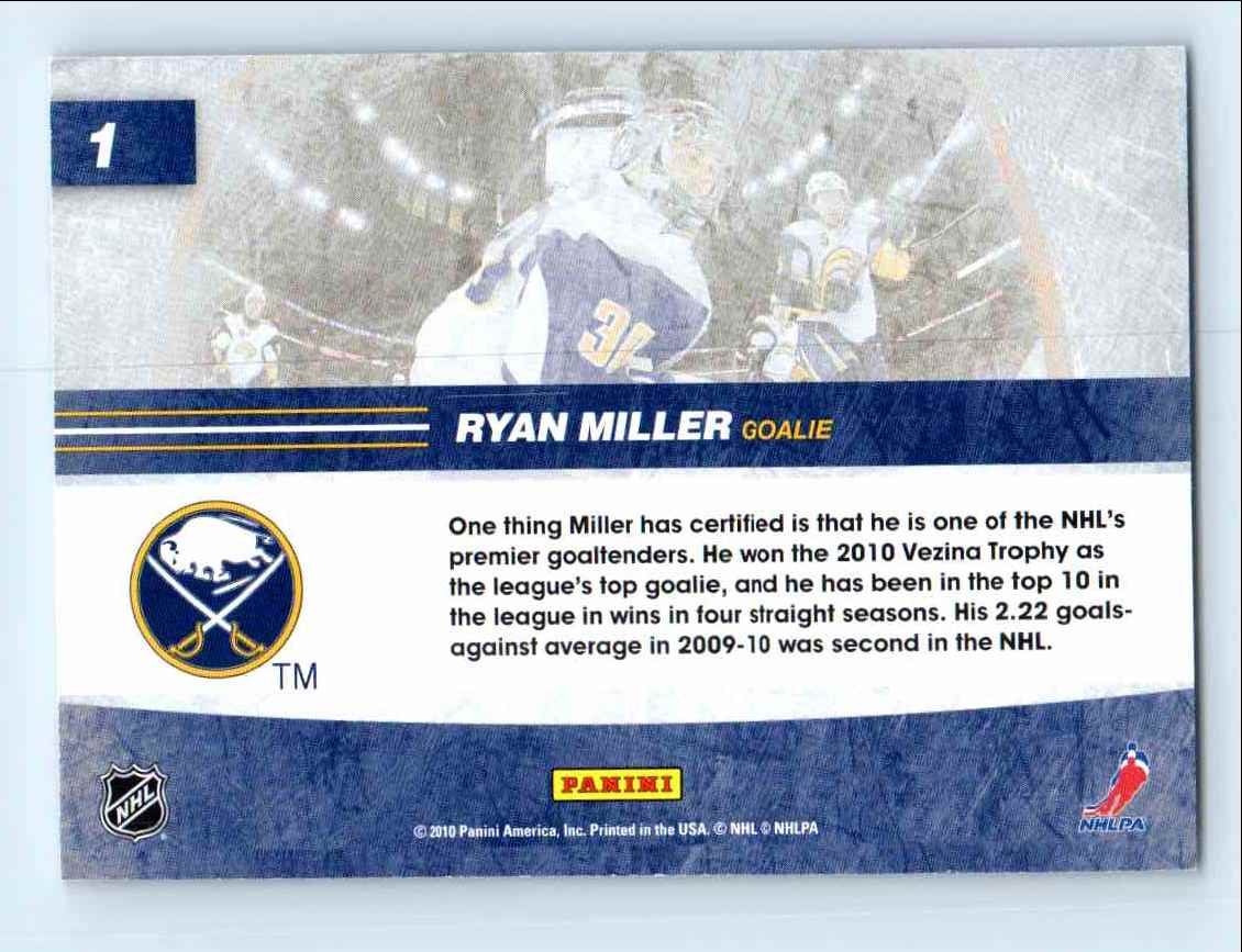2010-11 Score Net Cam Ryan Miller #1 card back image