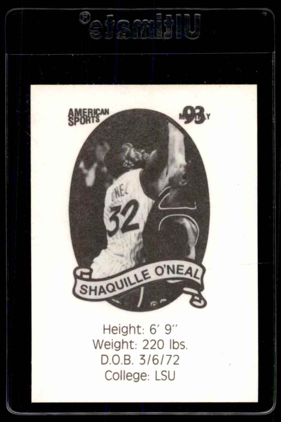 1993-94 American Sports Shaquille O'Neal #NNO card back image
