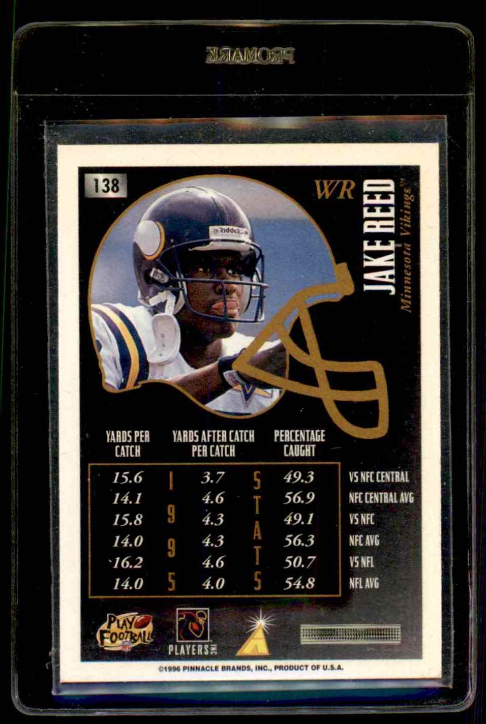 1996 Summit Artist's Proof Jake Reed #138 card back image