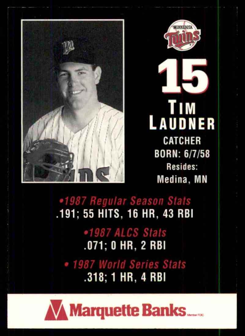 1988 Marquette Banks Tim Laudner #15 card back image
