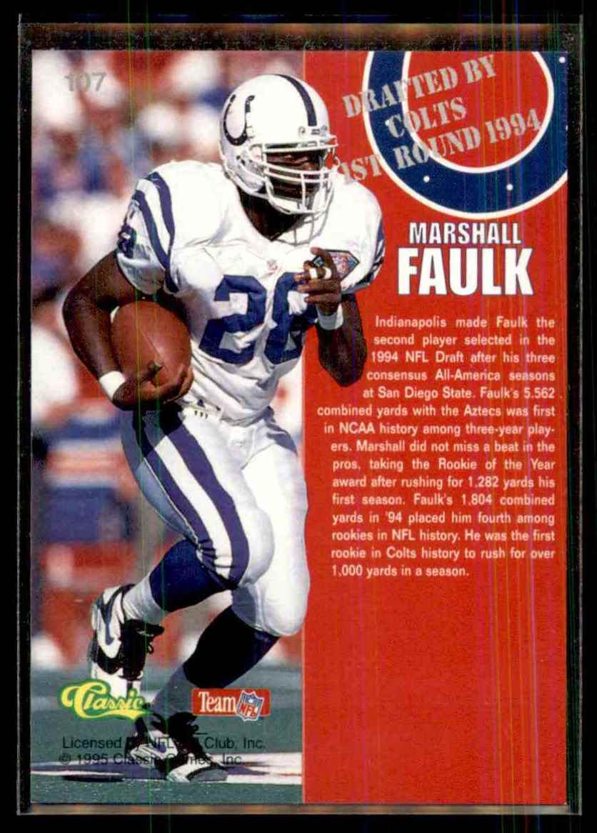 1995 Classic NFL Rookies Marshall Faulk #107 card back image