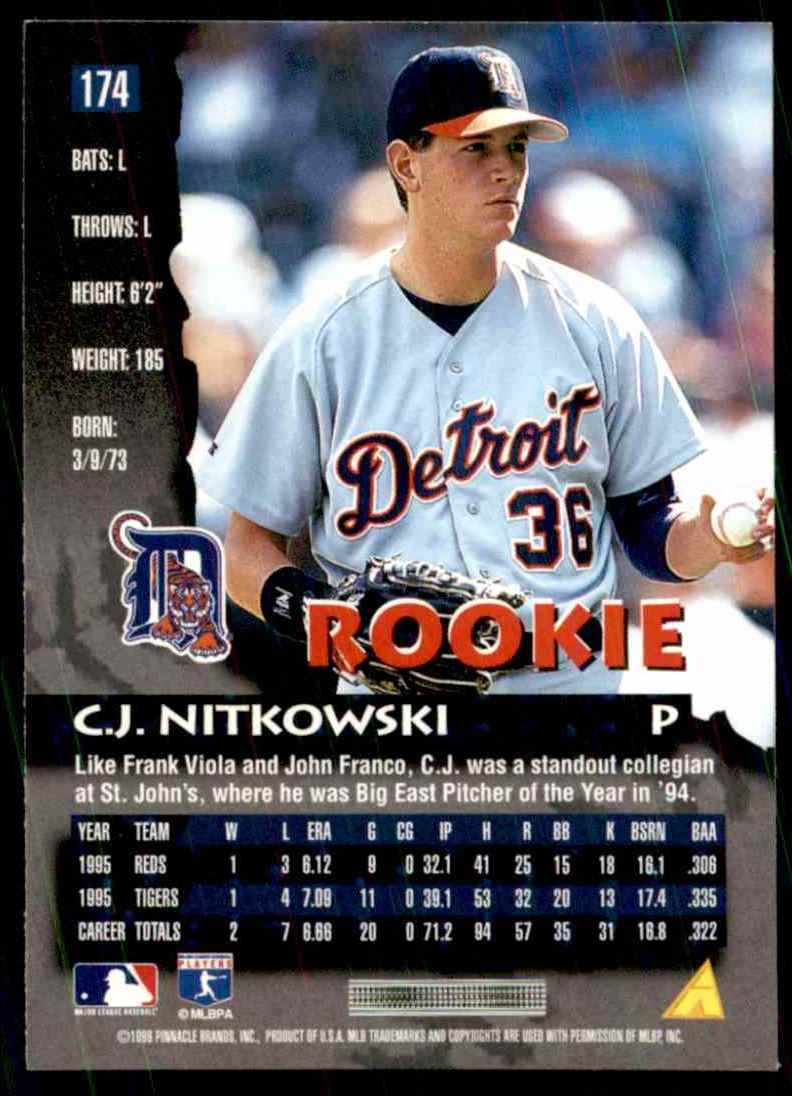 1996 Pinnacle C.J. Nitkowski #174 card back image