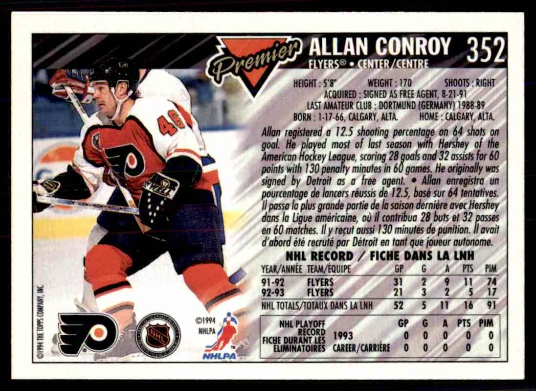 1993-94 Topps Premier Alan Conroy #352 card back image