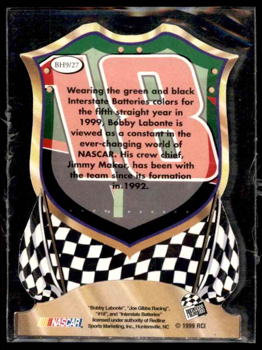 1999 Press Pass Premium Badge Of Honor Bobby Labonte #BH9 card back image