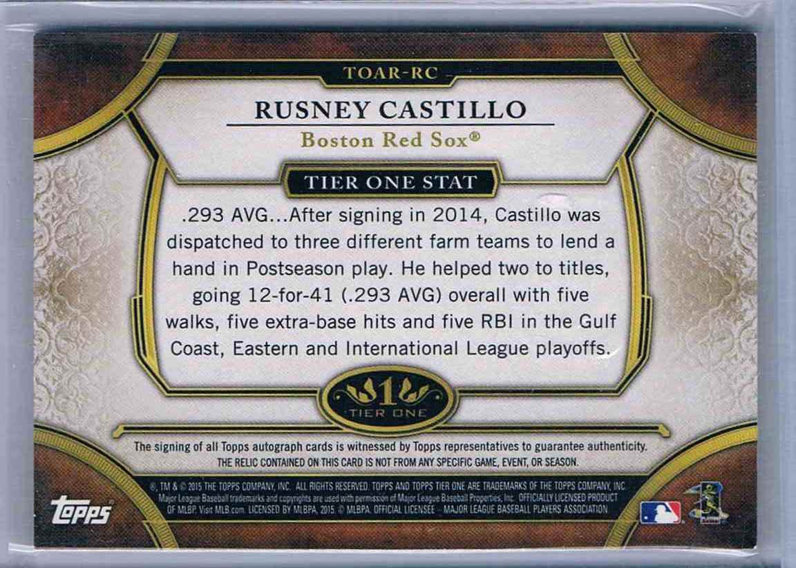 2015 Topps Tier One Rusney Castillo #TOAR-RC card back image