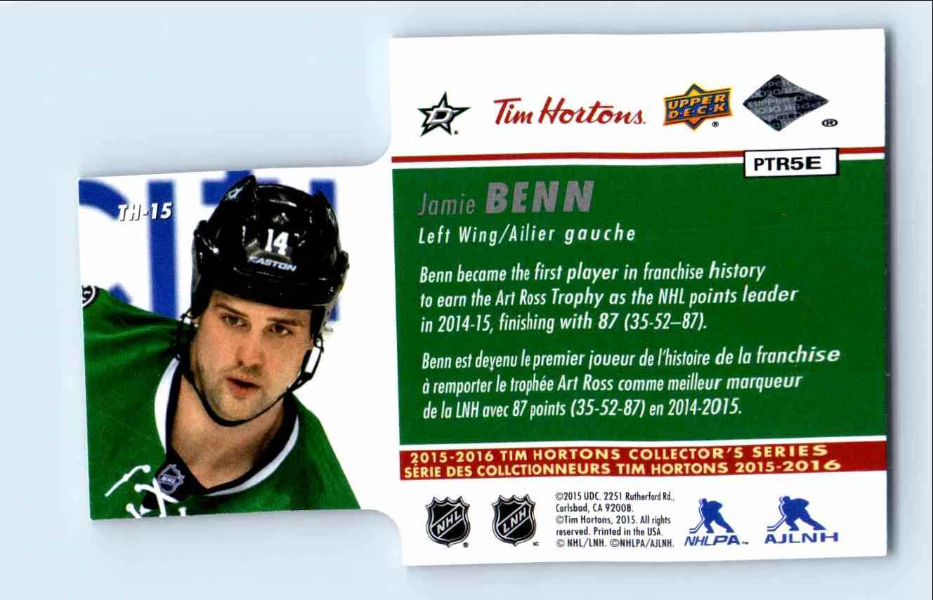 2015-16 Upper Deck Tim Hortons Jamie Benn #TH-15 card back image