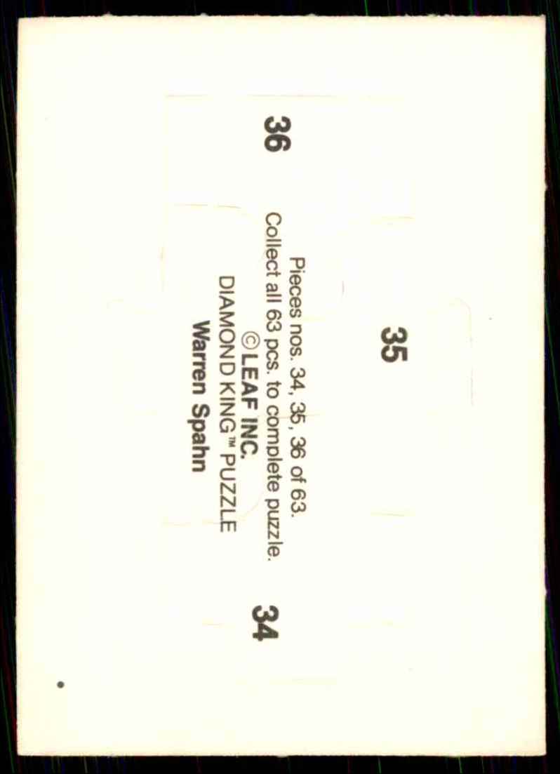 1989 Donruss Warren Spahn Puzzle Spahn Puzzle 34-36 #34 card back image