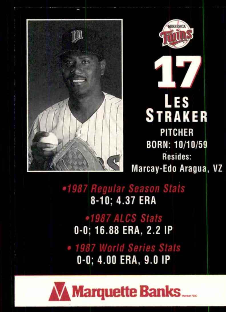1988 Marquette Banks Les Straker #17 card back image