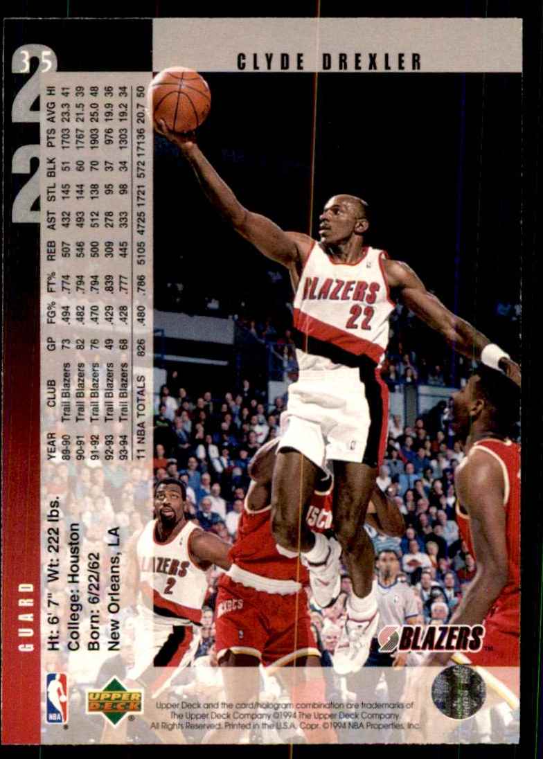 1994-95 Upper Deck Clyde Drexler #35 card back image