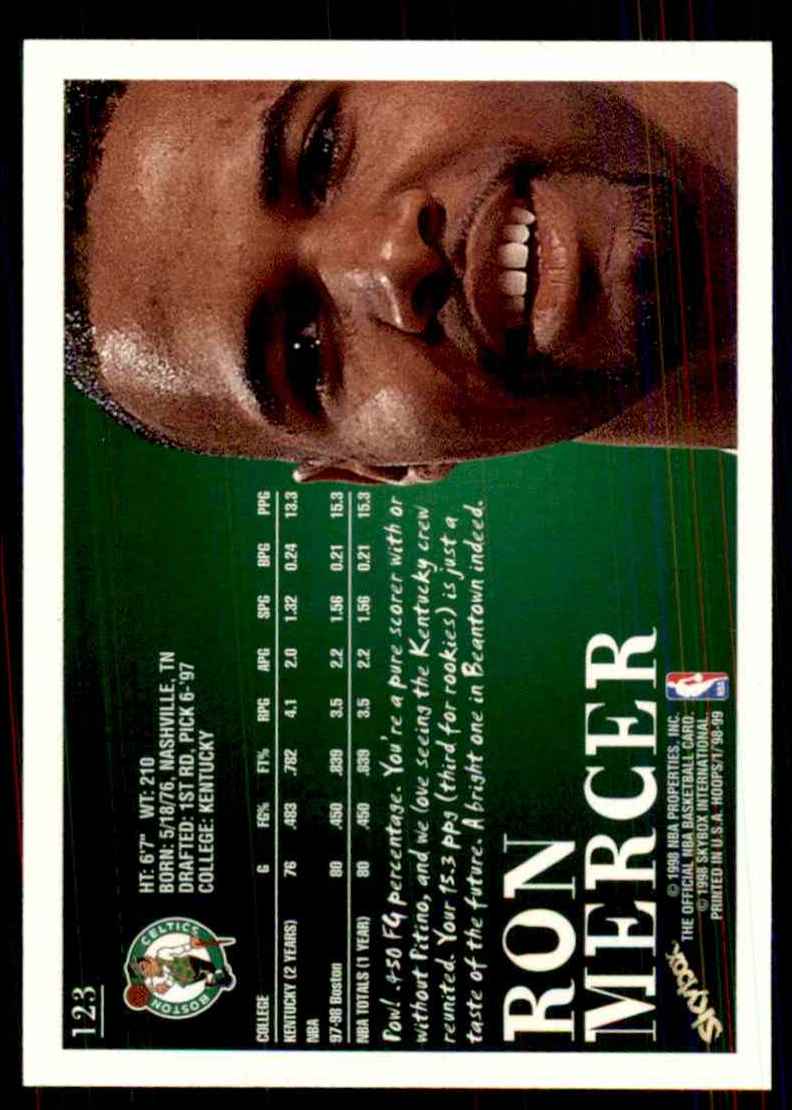 1998-99 Hoops Ron Mercer #123 card back image