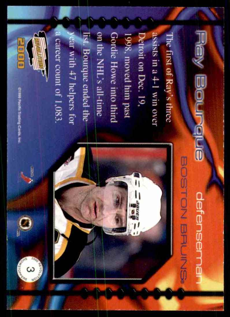 1999-00 Pacific Revolution Showstoppers Ray Bourque #3 card back image