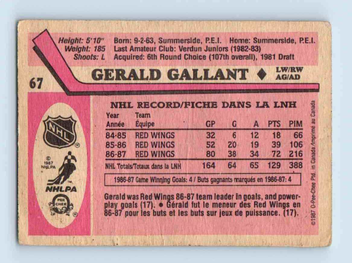 1987-88 O-Pee-Chee Gerald Gallant #67 card back image