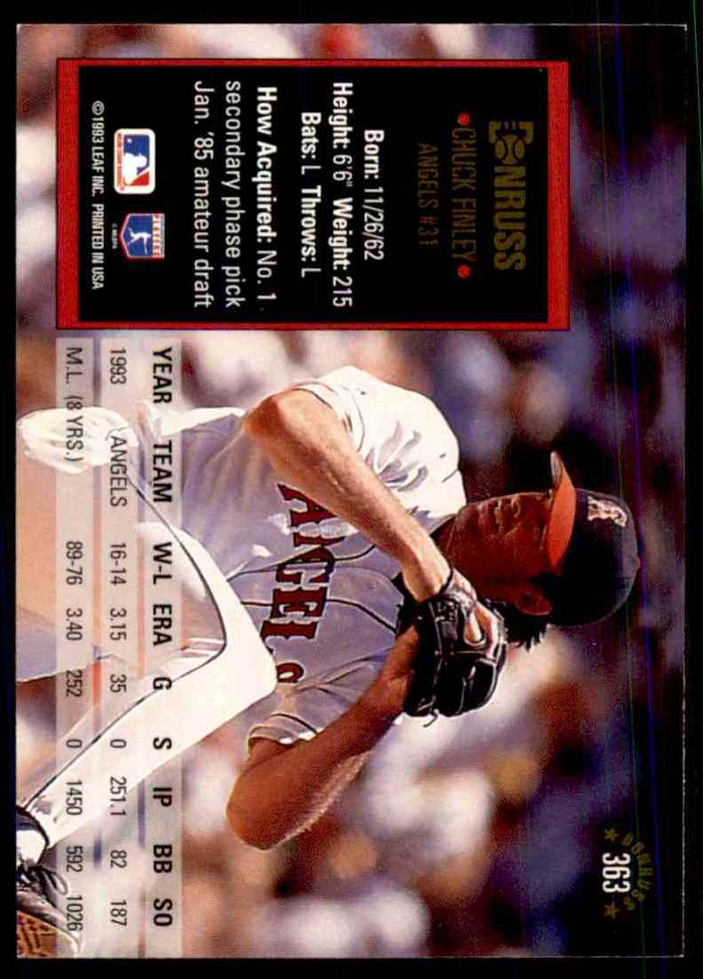 1994 Donruss Chuck Finley #363 card back image