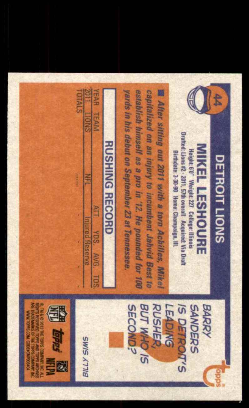 2013 Topps Archives Mikel Leshoure #44 card back image