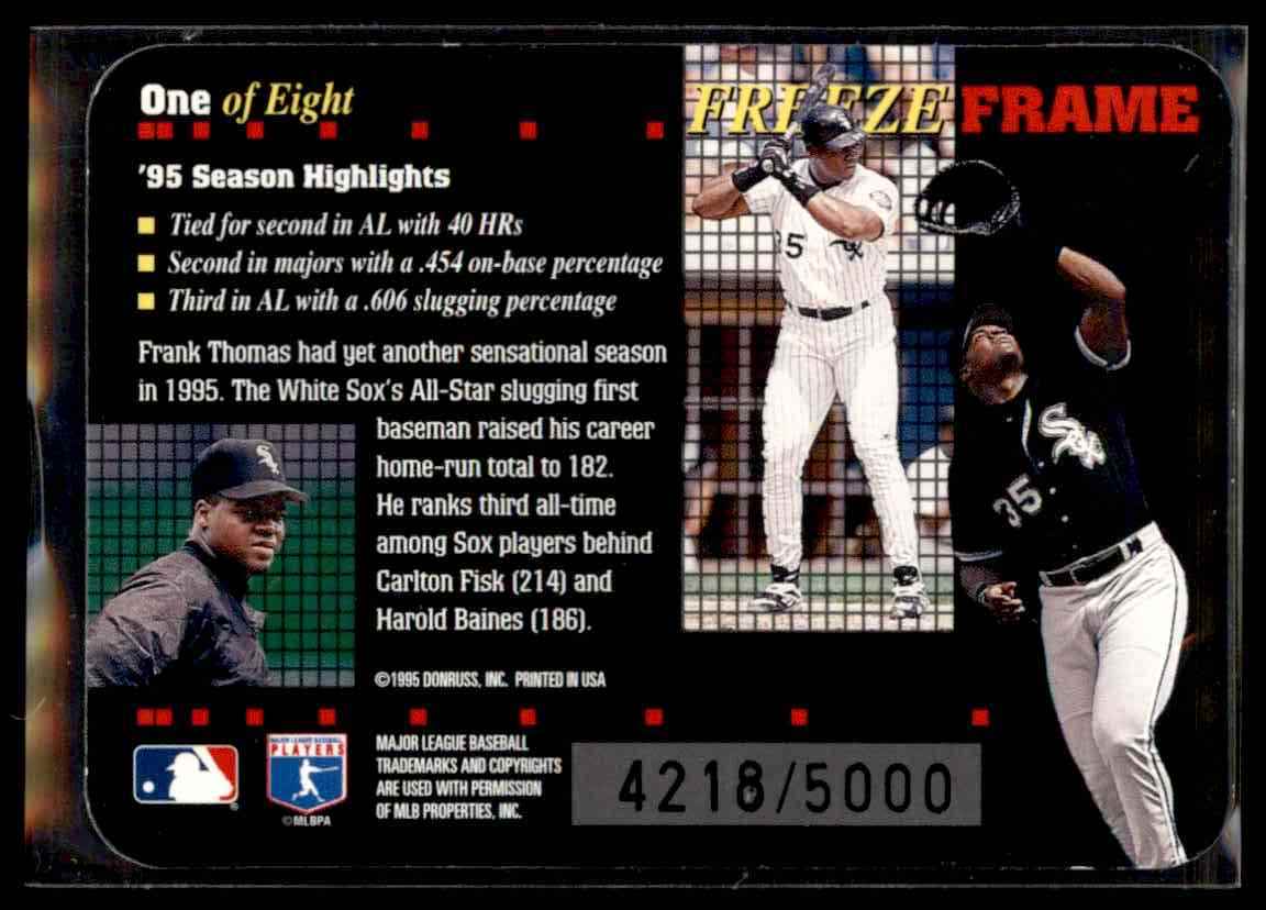 1996 Donruss Freeze Frame Frank Thomas #1 card back image