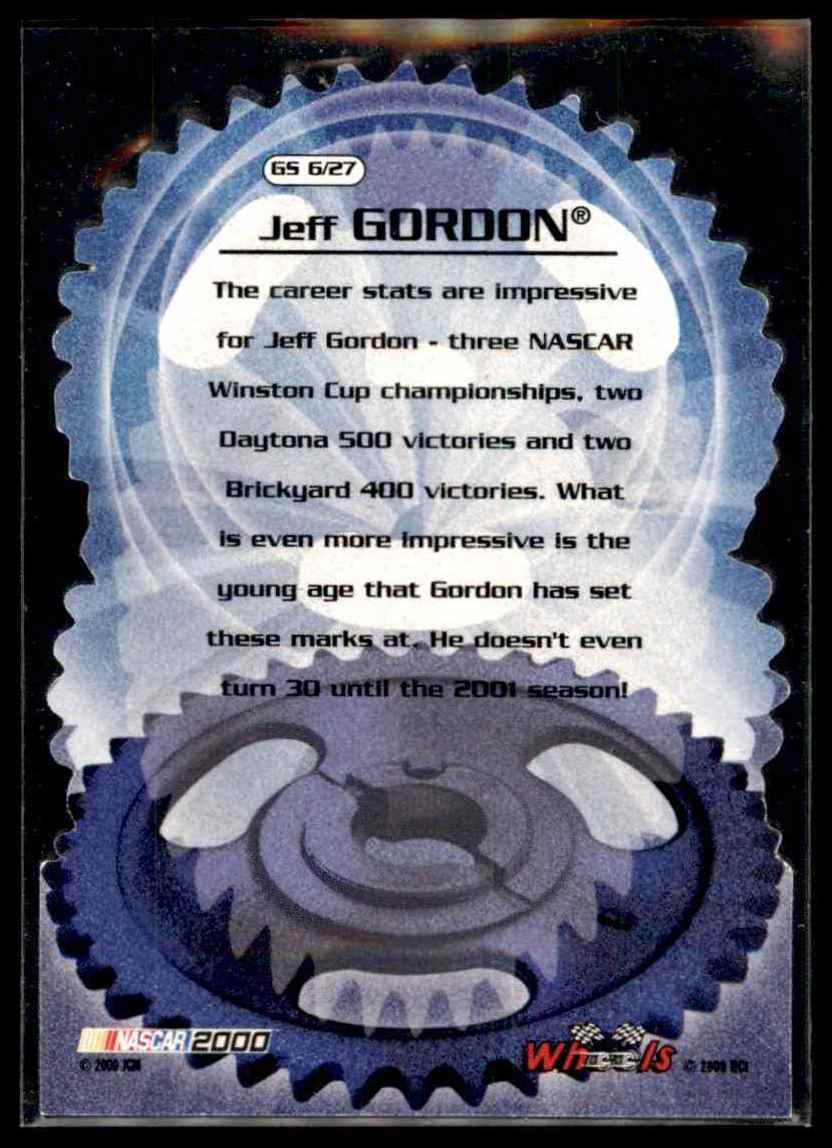 2000 Wheels High Gear Gear Shifters Jeff Gordon #GS6 card back image