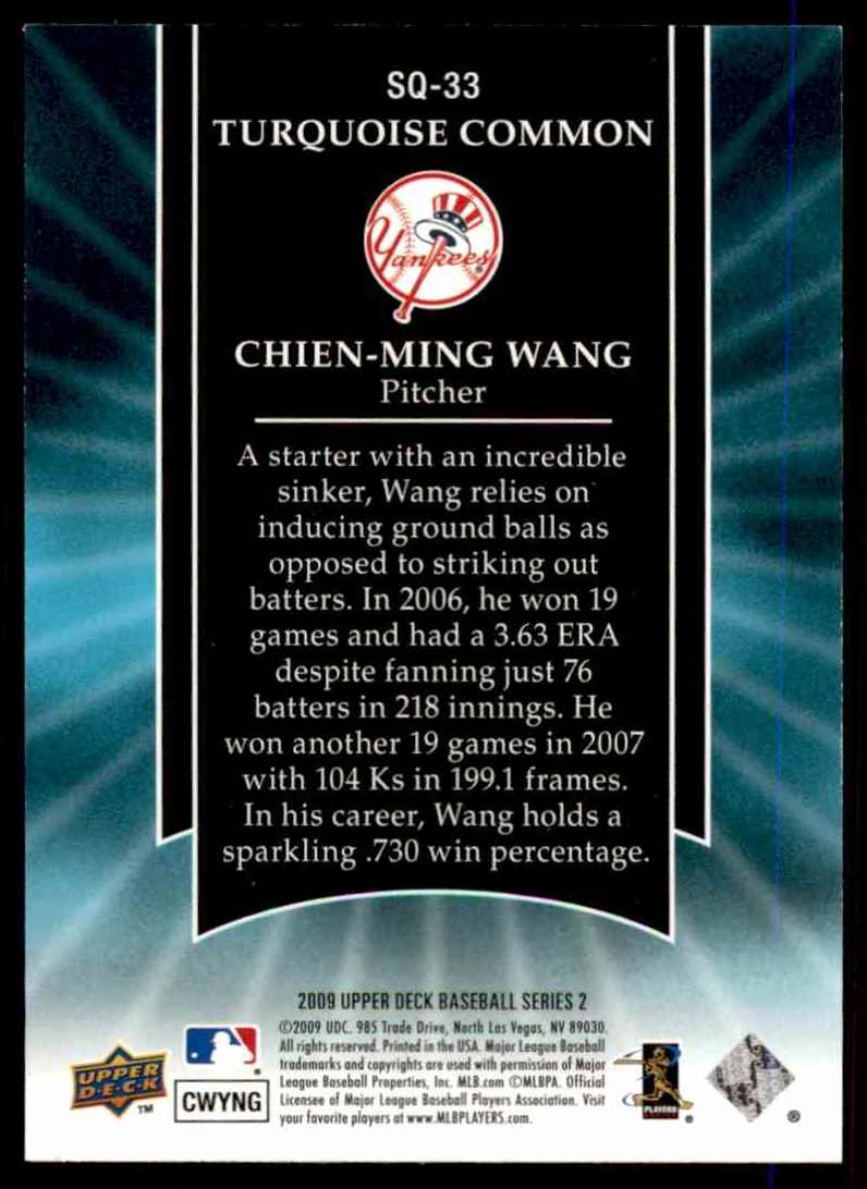 2009 Upper Deck Starquest Turquoise Chien-Ming Wang #SQ33 card back image