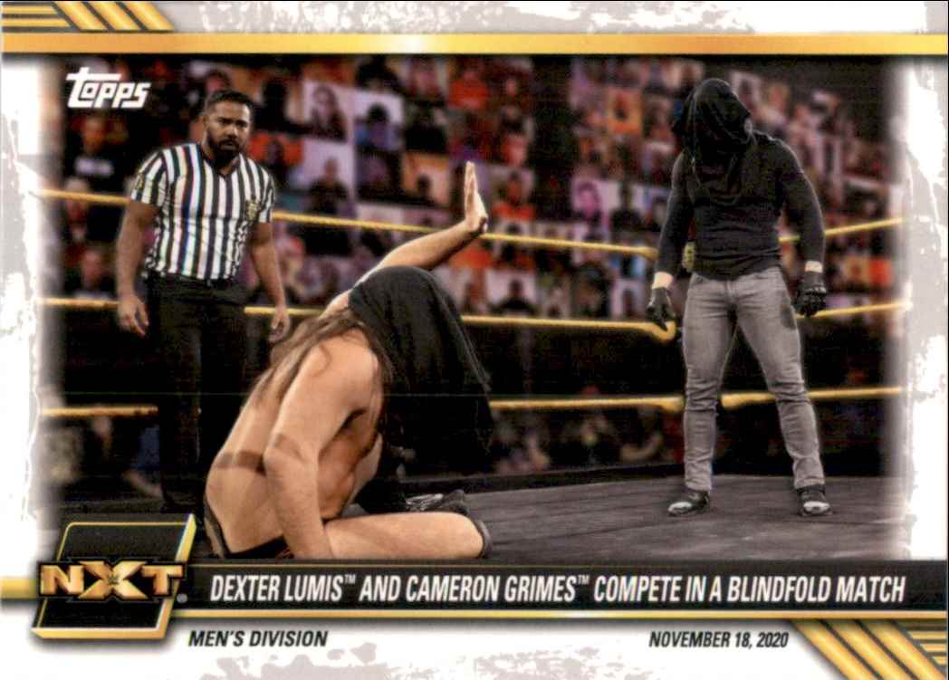2021 Topps WWE NXT Dexter Lumis and Cameron Grimes Compete in a Blindfold Match #89 card front image