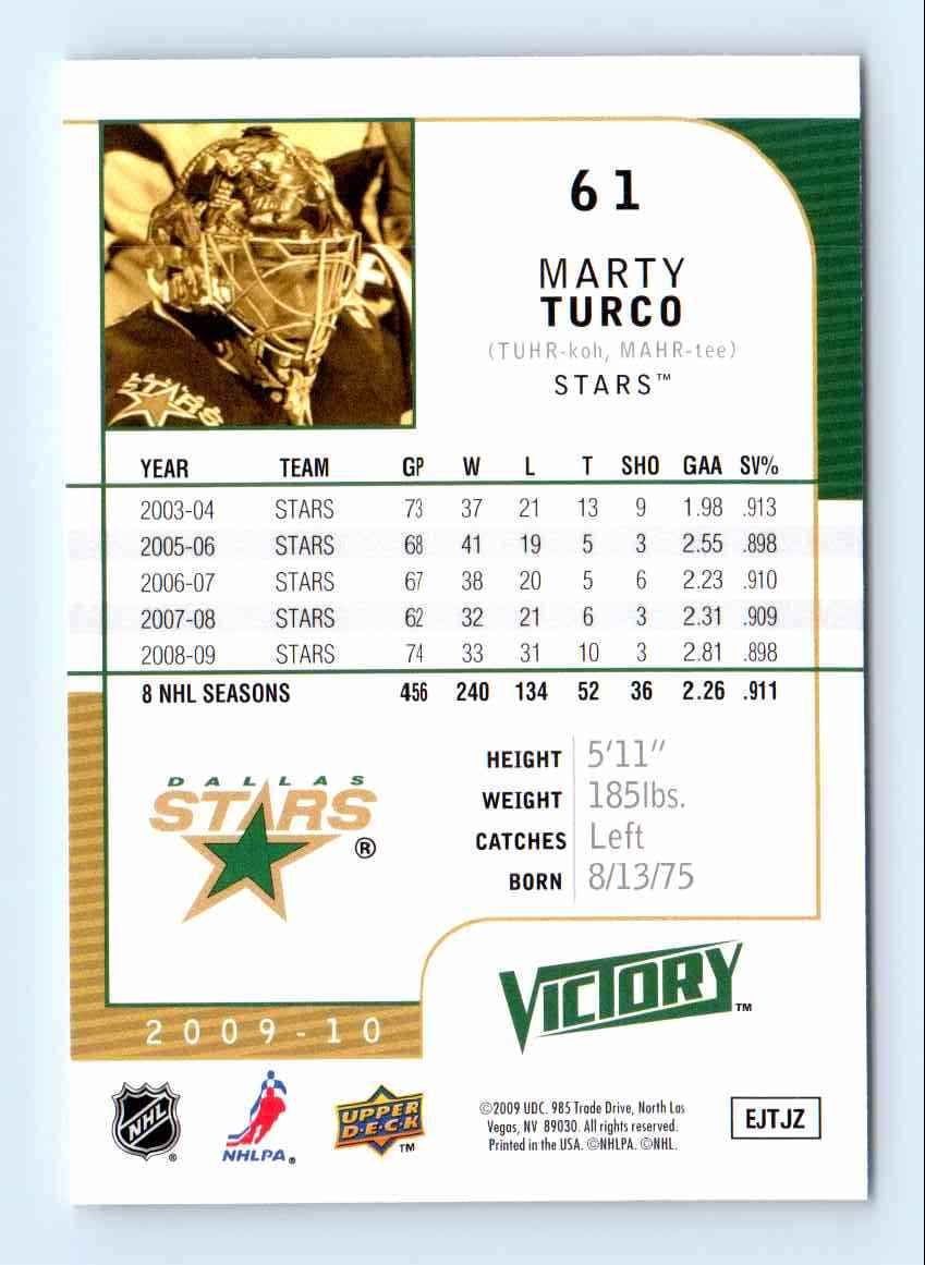 2009-10 Upper Deck Victory Marty Turco #61 card back image