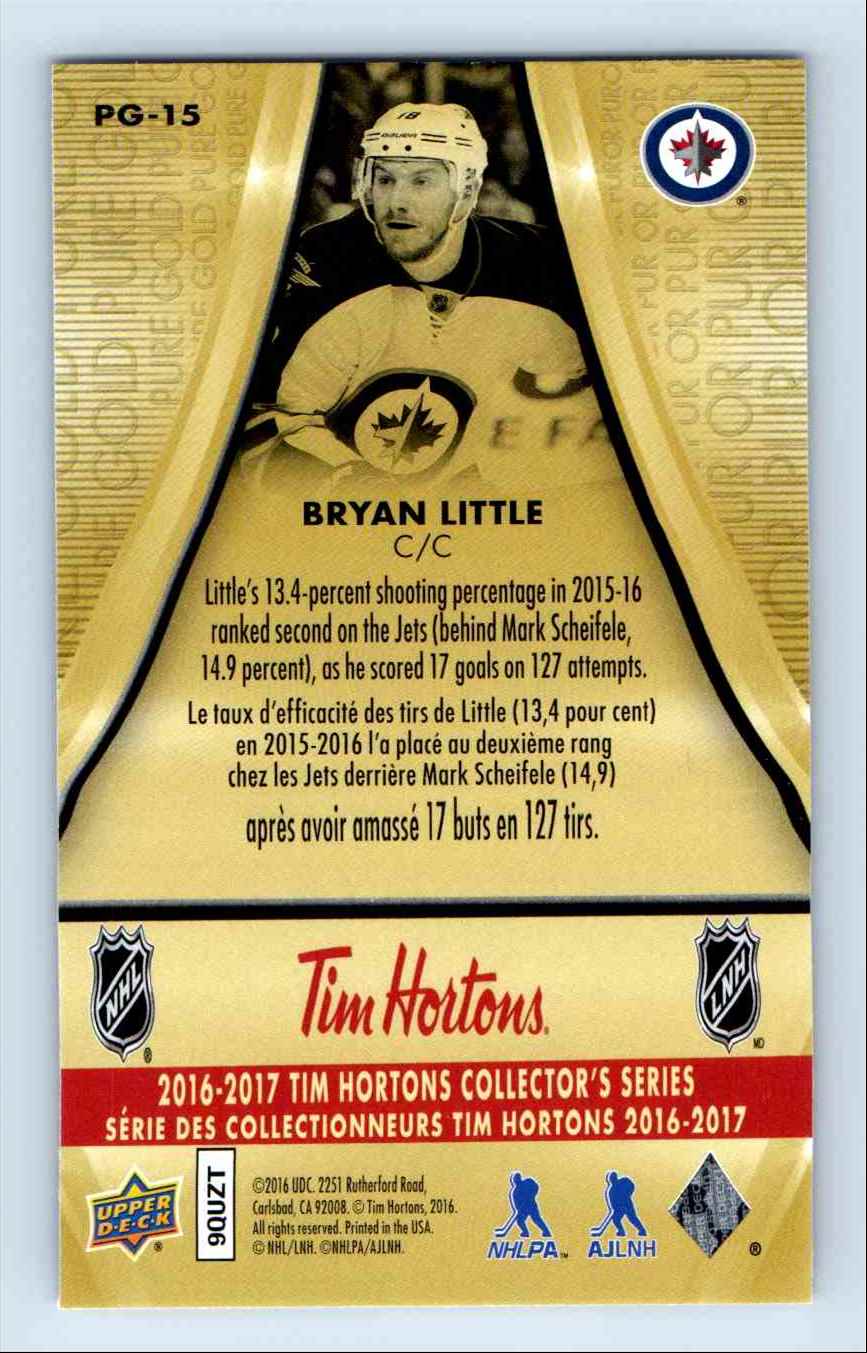 2016-17 Upper Deck Tim Horton Pure Gold Bryan Little #PG-15 card back image