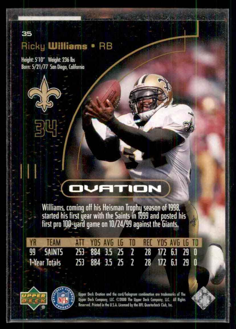2000 Upper Deck Ovation Ricky Williams #35 card back image