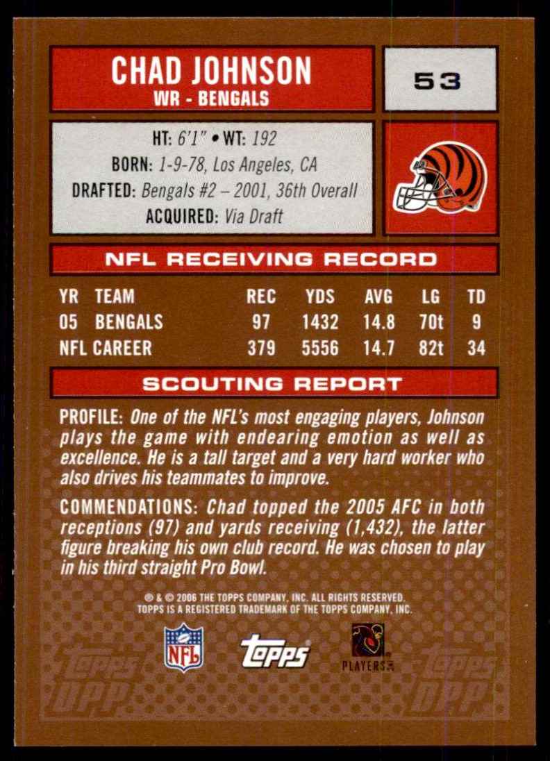 2006 Topps Draft Picks And Prospects (Dpp) Chad Johnson #53 card back image
