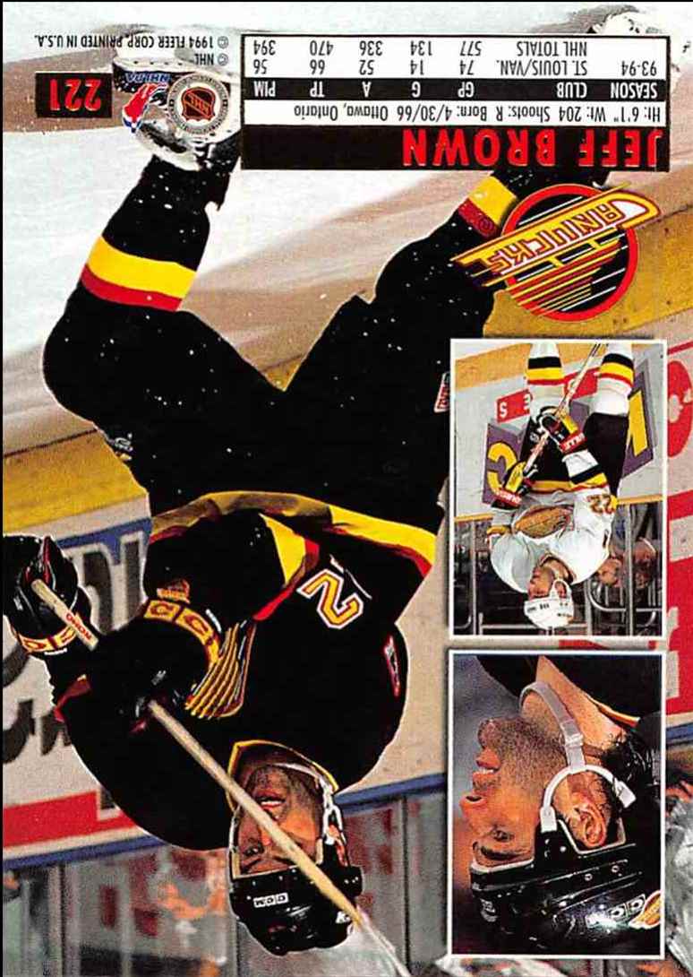 1994-95 Ultra Jeff Brown #221 card back image