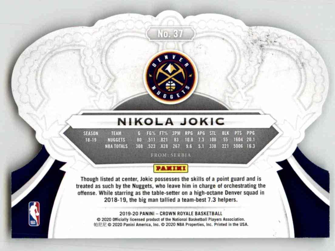 2019-20 Crown Royale Nikola Jokic #37 card back image