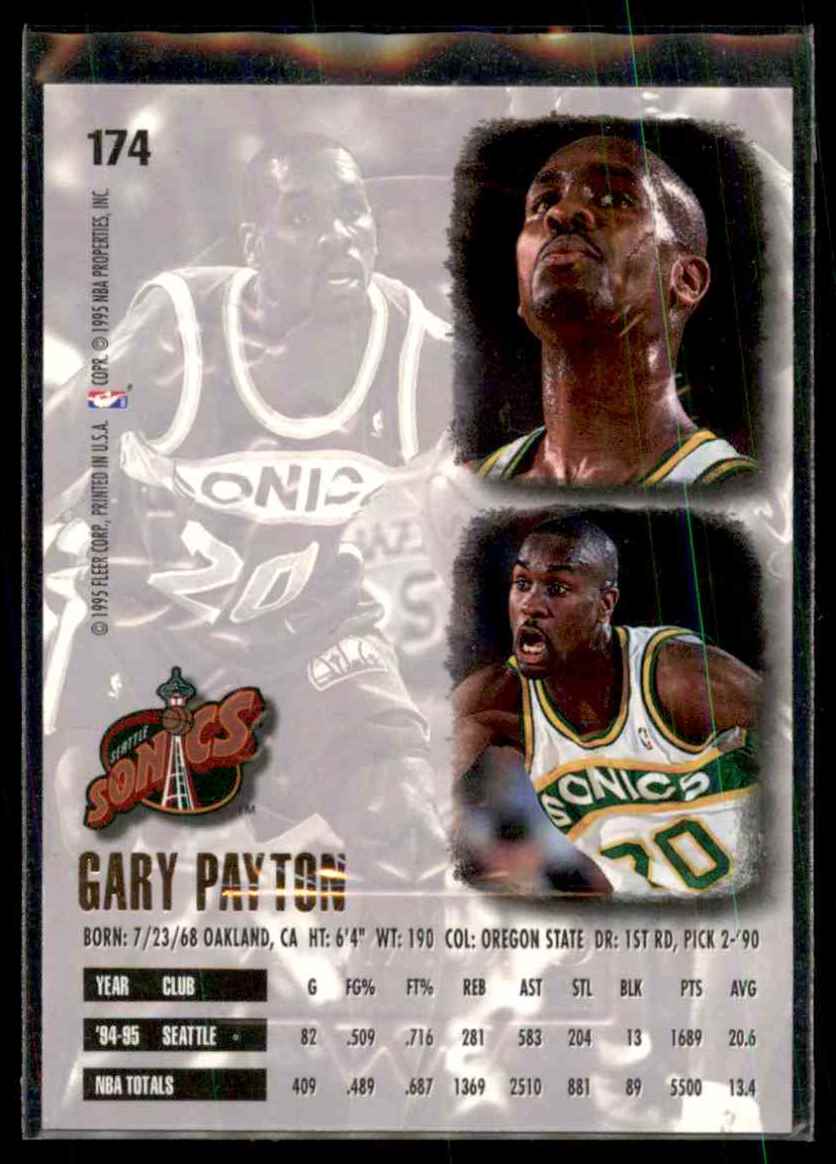 1995-96 Ultra Gold Medallion Gary Payton #174 card back image